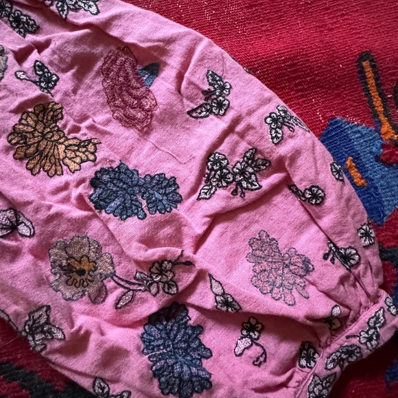 Adorable Vintage Pink Embroidered Floral Balloon Sleeve top/ jacket, size small - Picture 10 of 10